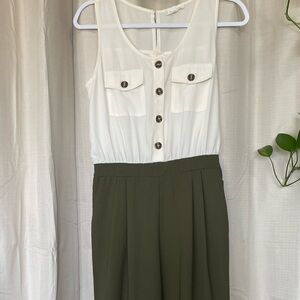 Mine Two-Tone White and Olive Jumpsuit